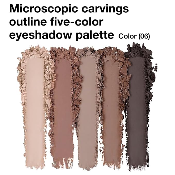 Neutral Nude Brown Eyeshadow Palette, 5 Matte Shades from Cream to Charcoal, Smooth Blendable Texture, Everyday to Smoky Glam Eye Makeup, Travel-Friendly Compact for Daily Looks 06#