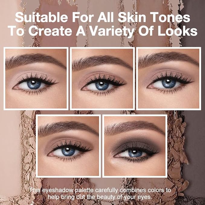 Neutral Nude Brown Eyeshadow Palette, 5 Matte Shades from Cream to Charcoal, Smooth Blendable Texture, Everyday to Smoky Glam Eye Makeup, Travel-Friendly Compact for Daily Looks 06#