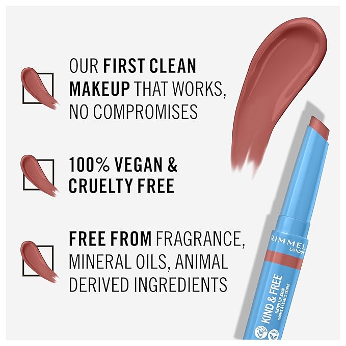 Rimmel Kind & Free Tinted Lip Balm, 002 Apricot Beauty, 1.7g (0.05 oz)