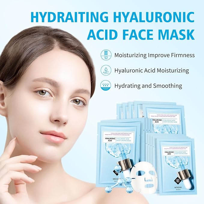 Face Sheet Mask Skincare for Women, Hyaluronic Acid Face Masks Sheets Skincare, Hydrating Sheets Facial Mask Moisturizing Face Mask for Women Skin Care Face Masks, Facial Sheet Masks15 Packs