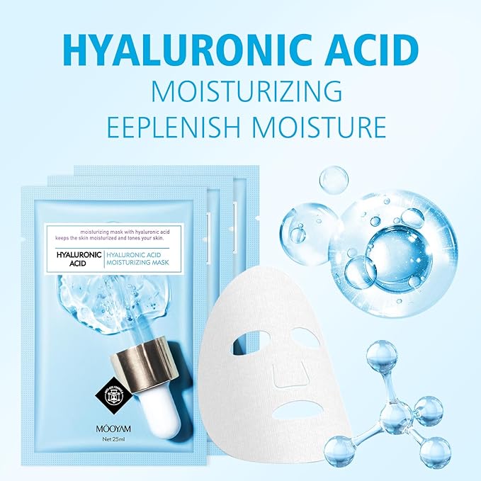 Face Sheet Mask Skincare for Women, Hyaluronic Acid Face Masks Sheets Skincare, Hydrating Sheets Facial Mask Moisturizing Face Mask for Women Skin Care Face Masks, Facial Sheet Masks15 Packs