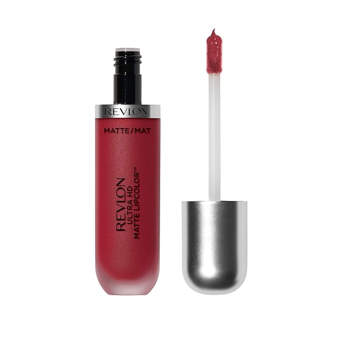 Revlon Ultra HD Matte Lipcolor, Velvety Lightweight Matte Liquid Lipstick in Red / Coral, Passion (635), 0.2 oz