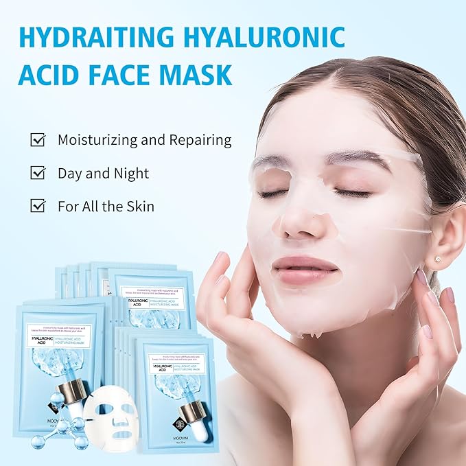 Face Sheet Mask Skincare for Women, Hyaluronic Acid Face Masks Sheets Skincare, Hydrating Sheets Facial Mask Moisturizing Face Mask for Women Skin Care Face Masks, Facial Sheet Masks15 Packs