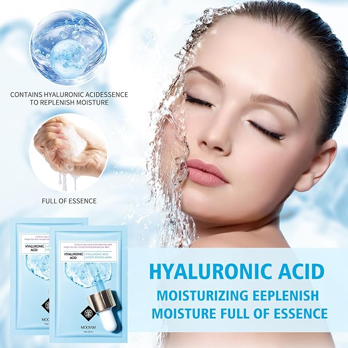 Face Sheet Mask Skincare for Women, Hyaluronic Acid Face Masks Sheets Skincare, Hydrating Sheets Facial Mask Moisturizing Face Mask for Women Skin Care Face Masks, Facial Sheet Masks15 Packs