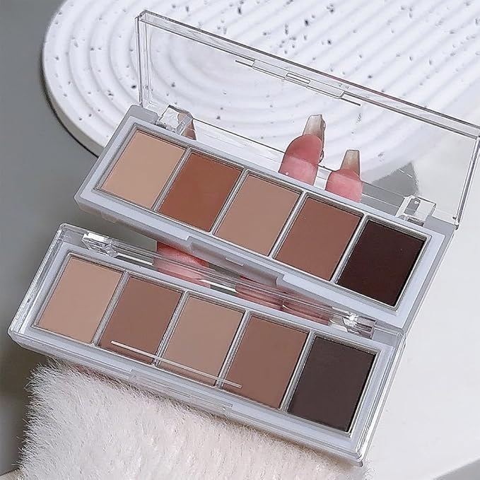 Neutral Nude Brown Eyeshadow Palette, 5 Matte Shades from Cream to Charcoal, Smooth Blendable Texture, Everyday to Smoky Glam Eye Makeup, Travel-Friendly Compact for Daily Looks 06#