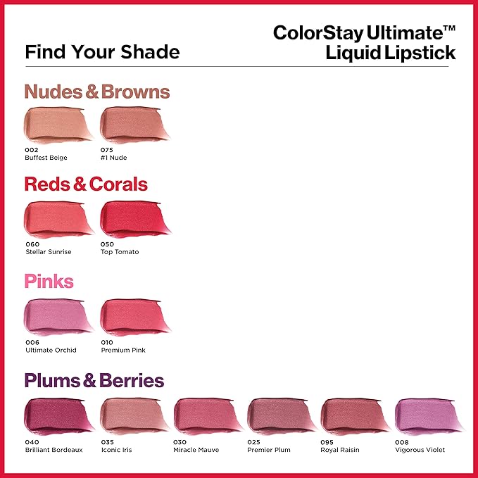 Revlon ColorStay Ultimate Liquid Lipstick, Longwear Rich Lip Colors, Wears for Up to 24 Hours, Satin Finish, 030 Miracle Mauve, 0.1 fl oz