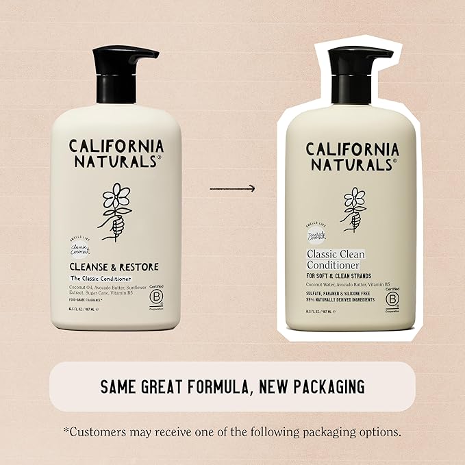 California Naturals Conditioner w/Coconut Milk, Vitamin E for Dry Hair & Scalp Care in Women & Men, Natural, Vegan, Paraben & Sulfate Free, Color Safe Conditioner, All Hair Types, 16.5 fl oz