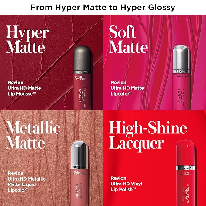 Revlon Ultra HD Matte Lipcolor, Velvety Lightweight Matte Liquid Lipstick in Red / Coral, Passion (635), 0.2 oz