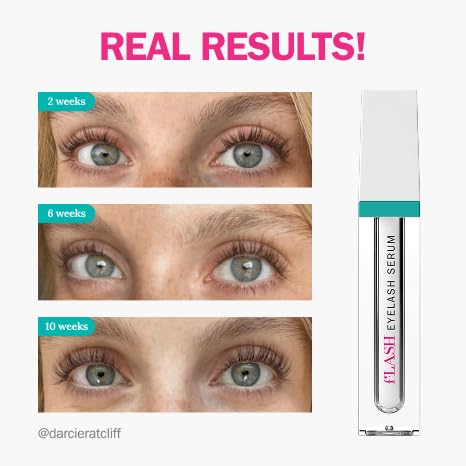 fLASH Eyelash Serum Mini for Long, Curled Natural Lashes - Enhances & Strengthens, Safe & Effective Formula for Contact Wearers & Sensitive Eyes, Travel Size, 6 Week Starter Supply - 1mL (0.034 Fl Oz)