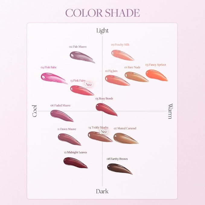 Heart Percent Dote On Mood One Way Glowy Tint, Glass-like High Shine Glossy Finish w/Long-Lasting Luminous Color Lip Stain for Glowy Look, #05. Rosy Bomb