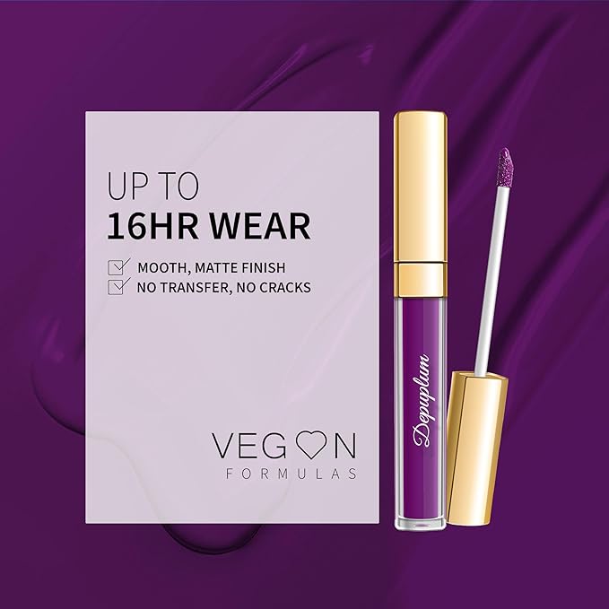 Purple Lipstick Matte for Women, SuperStay Long Lasting Lipstick Smudge Proof No Transfer Liquid Lipsticks, Cruelty Free Lip Makeup (DM22 Purple Crystal)