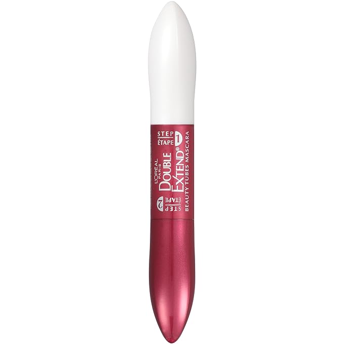 L'Oreal Paris Makeup Double Extend Tubing Mascara, Lengthening 2 Step Mascara, Smudgeproof, Blackest Black