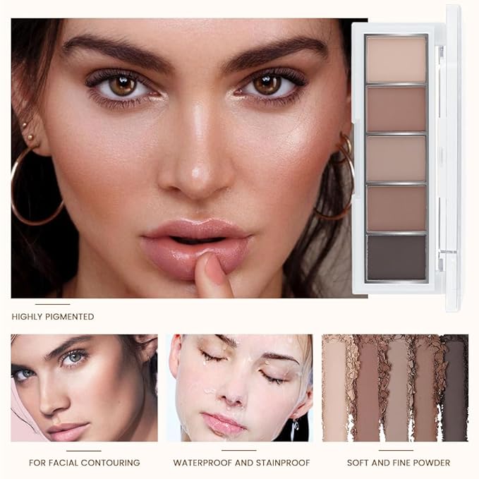 Neutral Nude Brown Eyeshadow Palette, 5 Matte Shades from Cream to Charcoal, Smooth Blendable Texture, Everyday to Smoky Glam Eye Makeup, Travel-Friendly Compact for Daily Looks 06#