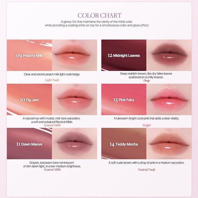 Heart Percent Dote On Mood One Way Glowy Tint, Glass-like High Shine Glossy Finish w/Long-Lasting Luminous Color Lip Stain for Glowy Look, #05. Rosy Bomb