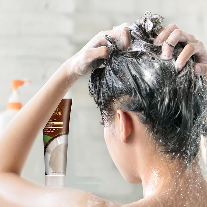 Desert Essence Coconut Shampoo, 8 fl oz - Gluten Free, Vegan, Paraben Free - Nourishing for Dry Hair with Coconut Oil, Shea Butter, & Hemp Oil - Mousturizes & Smooths Frizz 8 fl oz.