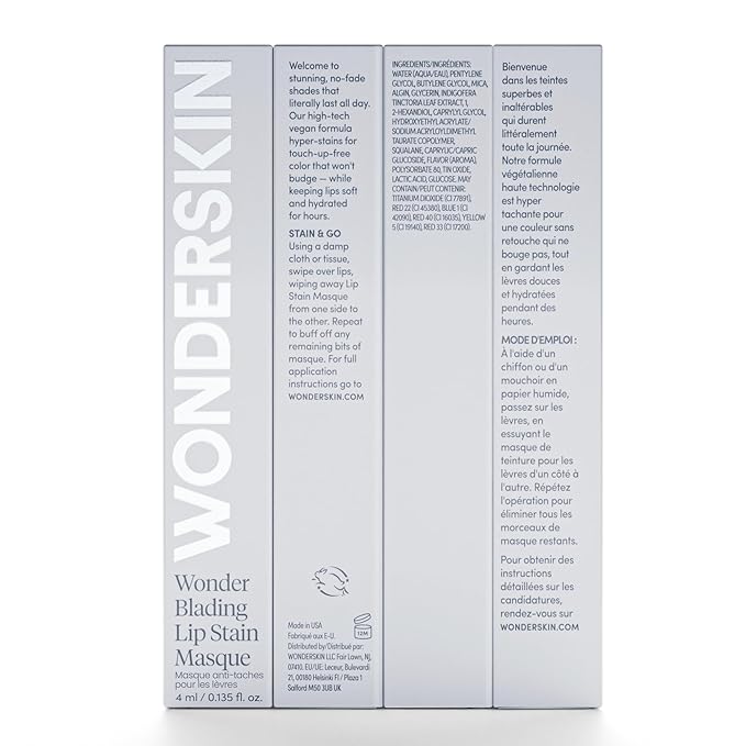 Wonderskin Wonder Blading Lip Stain Peel Off and Reveal Kit - Long Lasting, Waterproof Pink Lip Tint, Transfer Proof Natural Makeup Stain Kit (Romance)