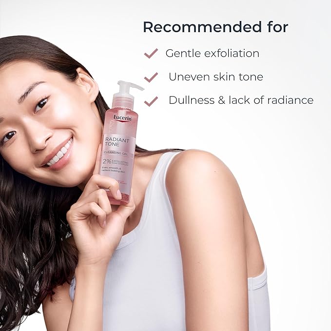 Eucerin Radiant Tone Cleansing Gel with AHA Complex, Face Cleanser Improves Skin Clarity and Boosts Radiance for All Skin Types, 6.8 Fl Oz Bottle