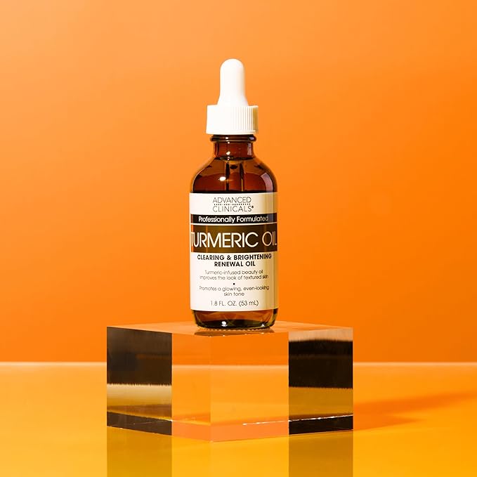 Advanced Clinicals Turmeric Oil Serum For Face | Facial Skin Care Serum With Jojoba + Coconut Oil To Improve Appearance Of Dark Spots & Uneven Skin Tone | Antioxidant Dry Skin Moisturizer, 1.8 Fl Oz