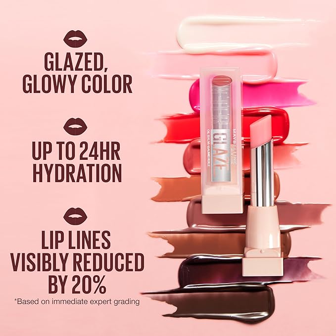 MAYBELLINE Lifter Glaze Oil Balm with Hyaluronic Acid and Hydrating Oil Blend, Lip Balm with 24HRs of Smooth, Moisturizing Shine, Latte Crush (Sheer Medium Brown Nude)