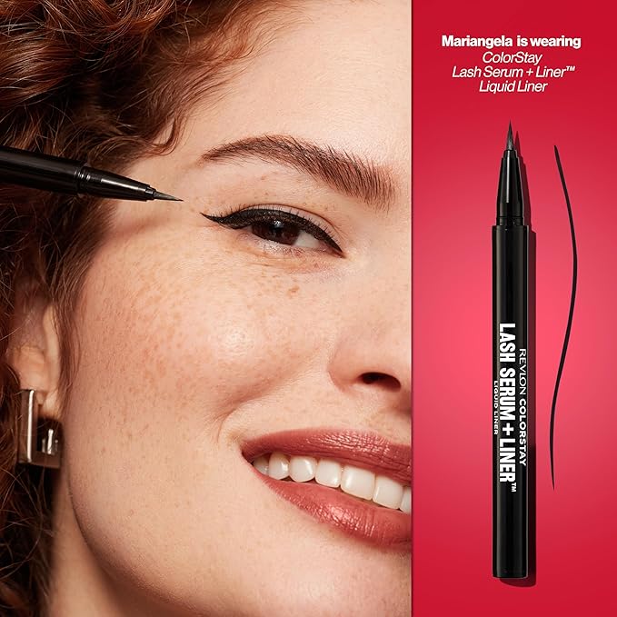 REVLON ColorStay Lash Serum + Liner, Waterproof Eyeliner, Healthier Looking Eyelashes, Smudge-Resistant Flexible Brush Tip, 001 Blackest Black
