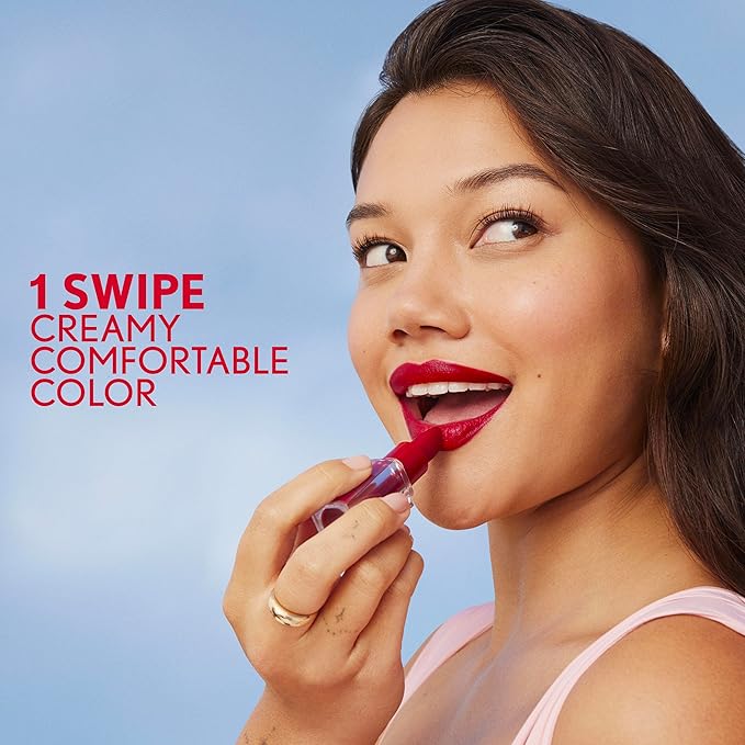 COVERGIRL Clean Lip Color, Plum Isle, Satin Finish, Squalane, Avocado & Aloe, Carmine-Free, Non-Drying, 0.12oz