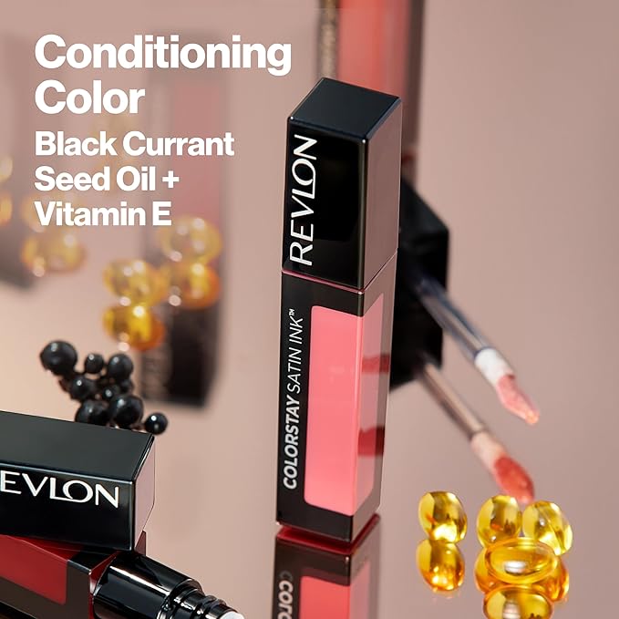 Revlon ColorStay Satin Ink Liquid Lipstick, Longwear Rich Lip Colors, Formulated with Black Currant Seed Oil, 003 In So Deep, 0.17 fl oz