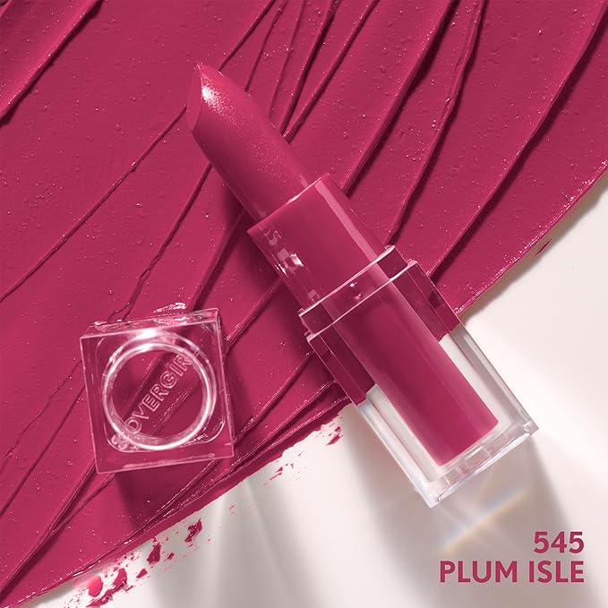 COVERGIRL Clean Lip Color, Plum Isle, Satin Finish, Squalane, Avocado & Aloe, Carmine-Free, Non-Drying, 0.12oz
