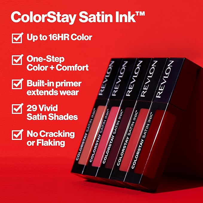 Revlon ColorStay Satin Ink Liquid Lipstick, Longwear Rich Lip Colors, Formulated with Black Currant Seed Oil, 003 In So Deep, 0.17 fl oz