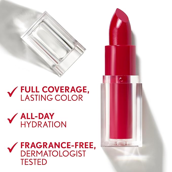 COVERGIRL Clean Lip Color, Plum Isle, Satin Finish, Squalane, Avocado & Aloe, Carmine-Free, Non-Drying, 0.12oz