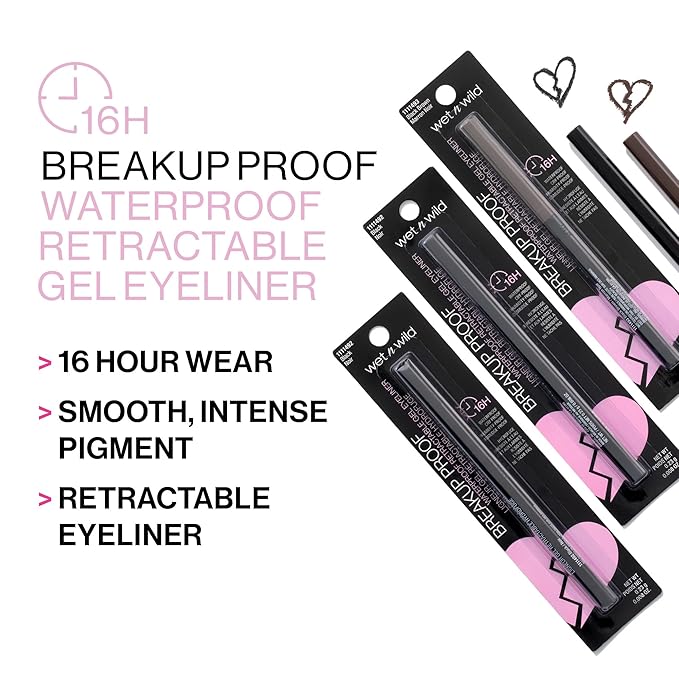 wet n wild Breakup Proof Gel Eyeliner - Retractable, Waterproof, Smudge-Resistant - Cruelty-Free & Vegan - Brick Brown (Pack of 2)