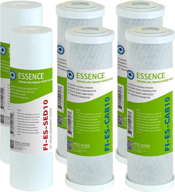 APEC Water Systems FILTER-SET-ESX2 2 Sets of High Capacity Replacement Pre-Filter Sets For Essence Series Reverse Osmosis Water Filter System Stage 1-3